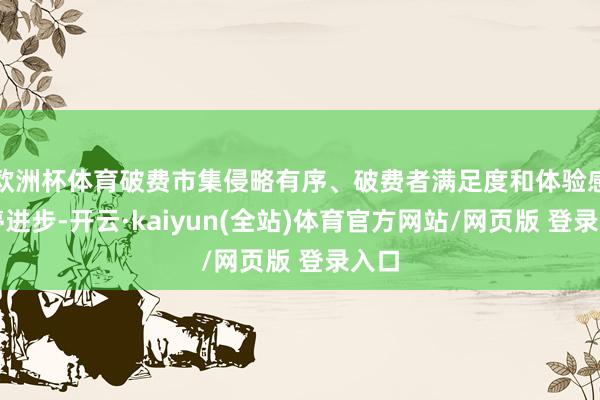 欧洲杯体育破费市集侵略有序、破费者满足度和体验感不停进步-开云·kaiyun(全站)体育官方网站/网页版 登录入口