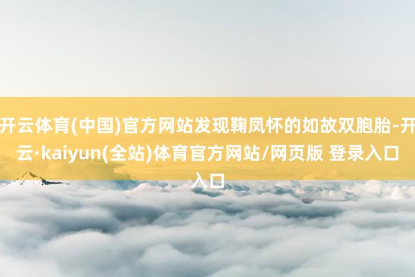 开云体育(中国)官方网站发现鞠凤怀的如故双胞胎-开云·kaiyun(全站)体育官方网站/网页版 登录入口