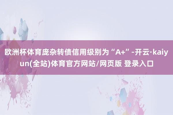 欧洲杯体育庞杂转债信用级别为“A+”-开云·kaiyun(全站)体育官方网站/网页版 登录入口